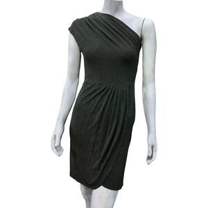 Andrea Behar Boston Proper Womens Dress Gray One-Shoulder Ruched Tulip Mini 4